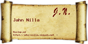 Jahn Nilla névjegykártya